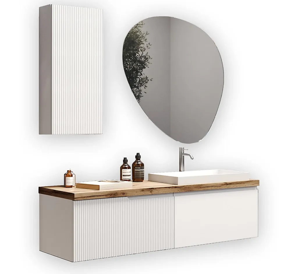 Ensemble Meuble De Salle De Bains|Aqa Design Ensemble 6 pieces VENERE blanc mat