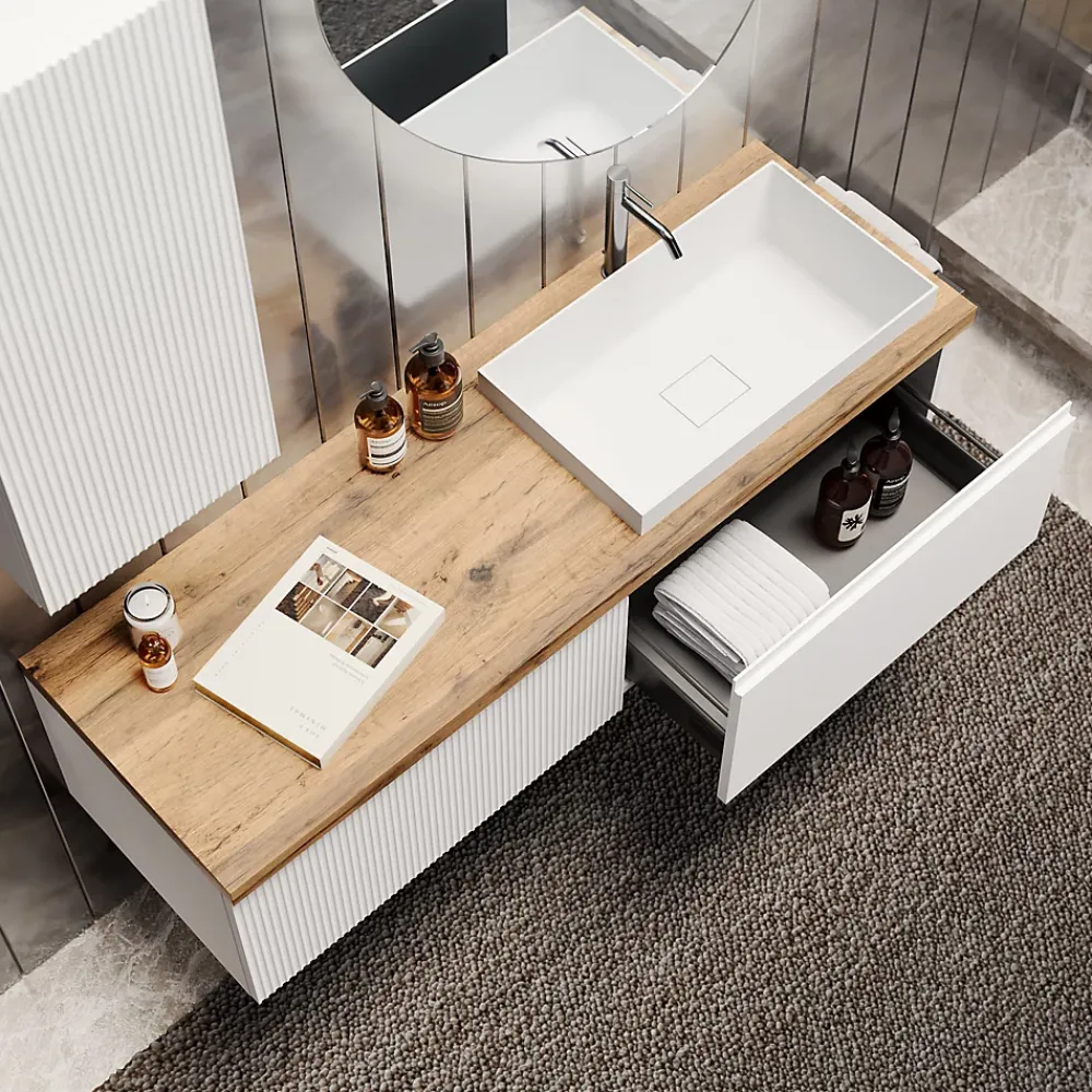 Ensemble Meuble De Salle De Bains|Aqa Design Ensemble 6 pieces VENERE blanc mat