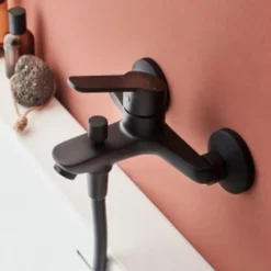 Robinet De Baignoire|Jacob Delafon Ensemble bain douche avec mitigeur mécanique mural Aimé noir + nettoyant