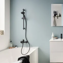 Robinet De Baignoire|Jacob Delafon Ensemble bain douche avec mitigeur mécanique mural Aimé noir + nettoyant
