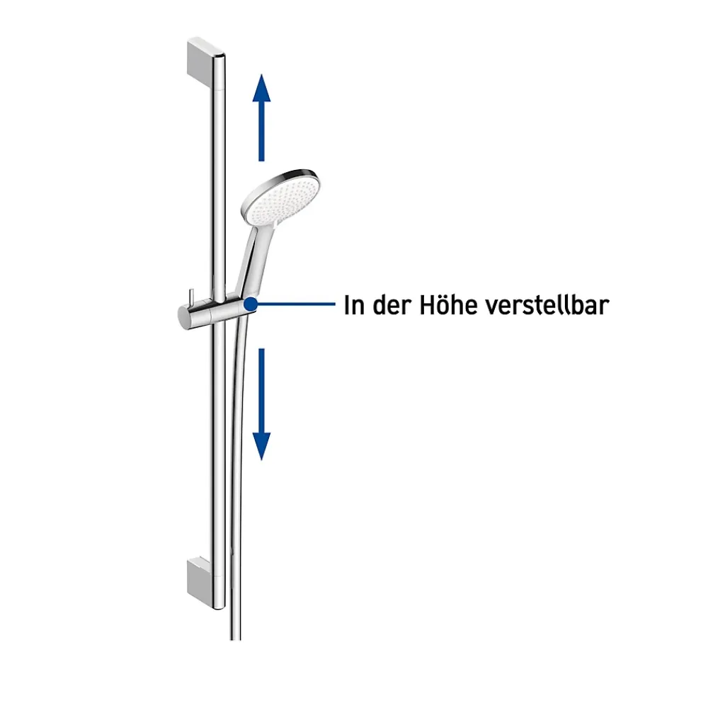 Pommeau De Douche, Flexible Et Barre De Douche|Duravit Ensemble Colonne de douche métal Barre de douche avec flexible 1,6m et douchette chrome - 70x2x7cm - Chrome