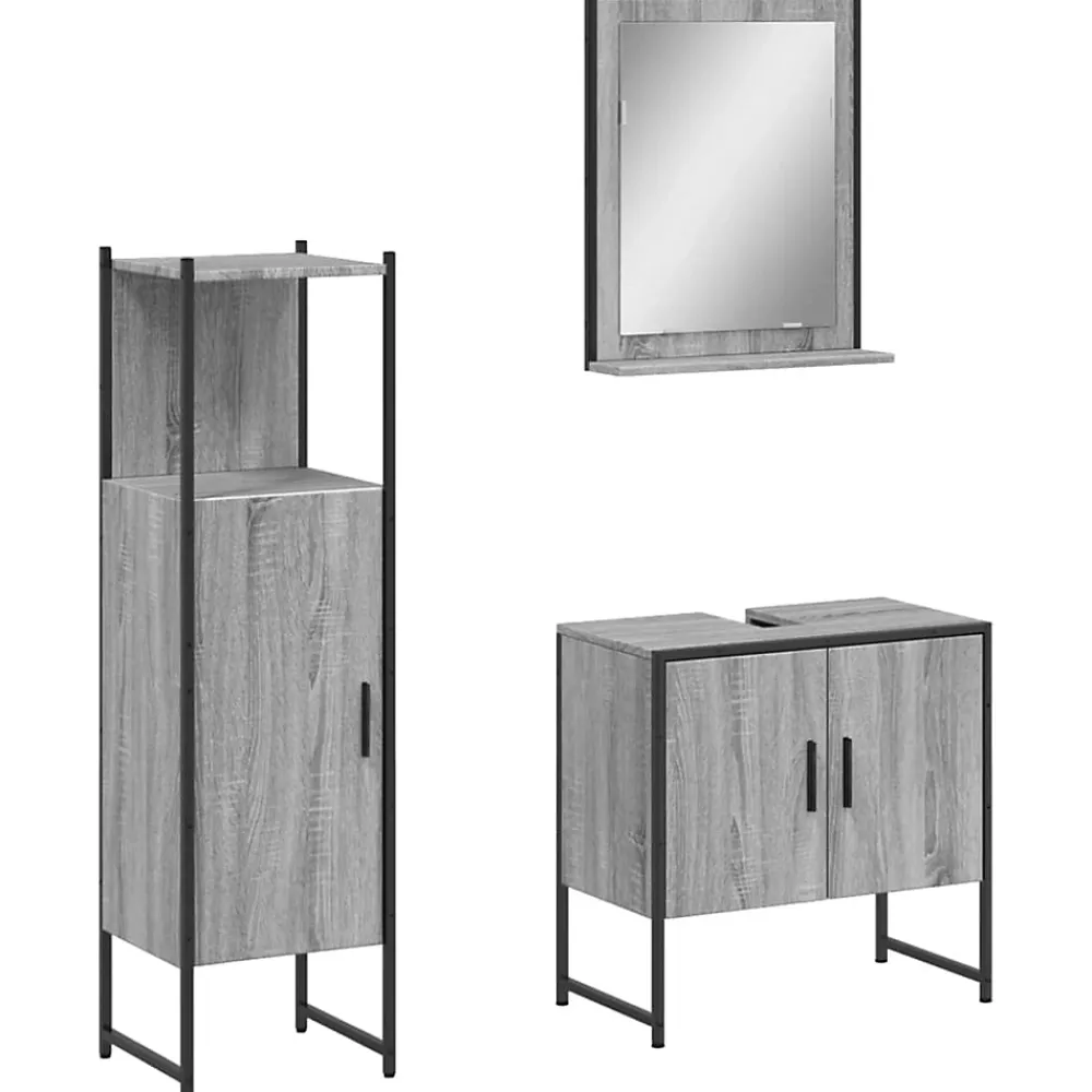 Meuble Wc|Vidaxl Ensemble d'armoires de salle de bain 3 pcs sonoma gris