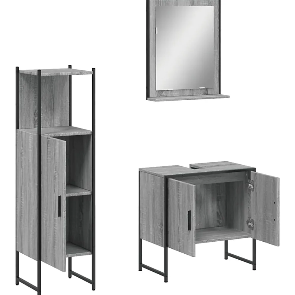 Meuble Wc|Vidaxl Ensemble d'armoires de salle de bain 3 pcs sonoma gris