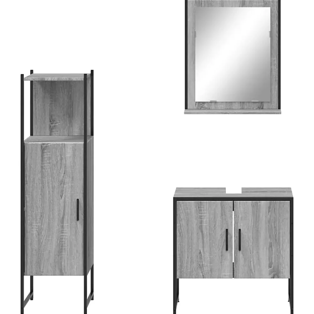 Meuble Wc|Vidaxl Ensemble d'armoires de salle de bain 3 pcs sonoma gris