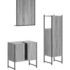 Meuble Wc|Vidaxl Ensemble d'armoires de salle de bain 3 pcs sonoma gris