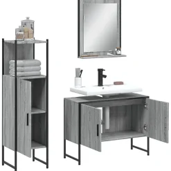 Meuble Wc|Vidaxl Ensemble d'armoires de salle de bain 3 pcs sonoma gris