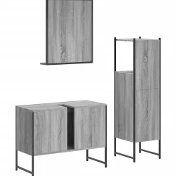 Meuble Wc|Vidaxl Ensemble d'armoires de salle de bain 3 pcs sonoma gris
