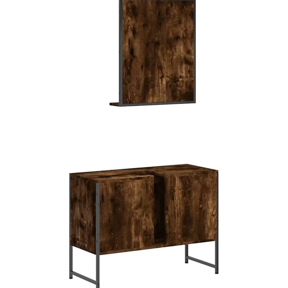 Meuble Wc|Vidaxl Ensemble d'armoires de salle de bain 2 pcs chêne fumé
