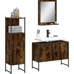 Meuble Wc|Vidaxl Ensemble d'armoires de salle de bain 3 pcs chêne fumé
