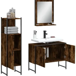 Meuble Wc|Vidaxl Ensemble d'armoires de salle de bain 3 pcs chêne fumé