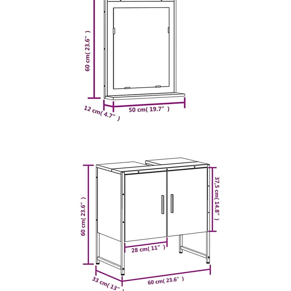 Vidaxl Ensemble d'armoires de salle de bain 2 pcs chêne fumé