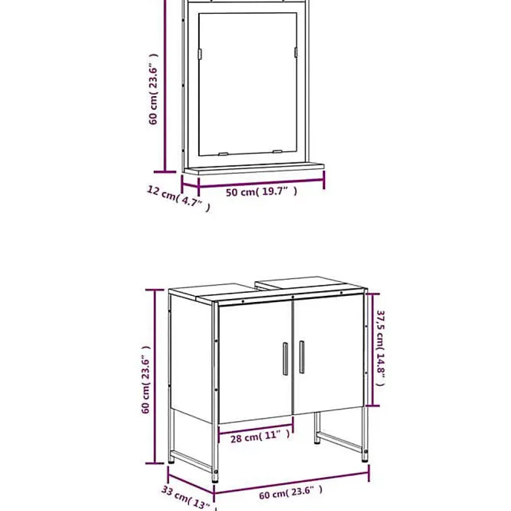 Vidaxl Ensemble d'armoires de salle de bain 2 pcs chêne fumé