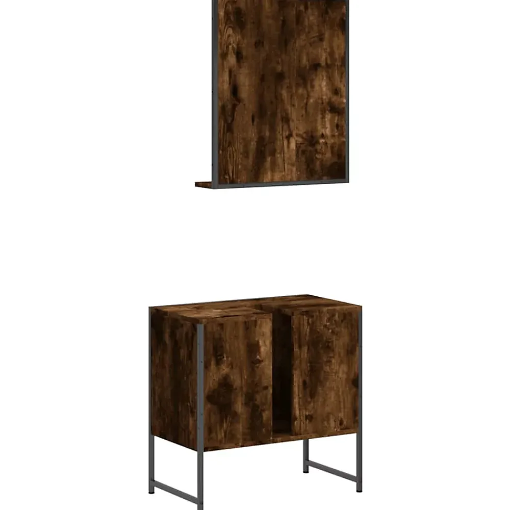Vidaxl Ensemble d'armoires de salle de bain 2 pcs chêne fumé