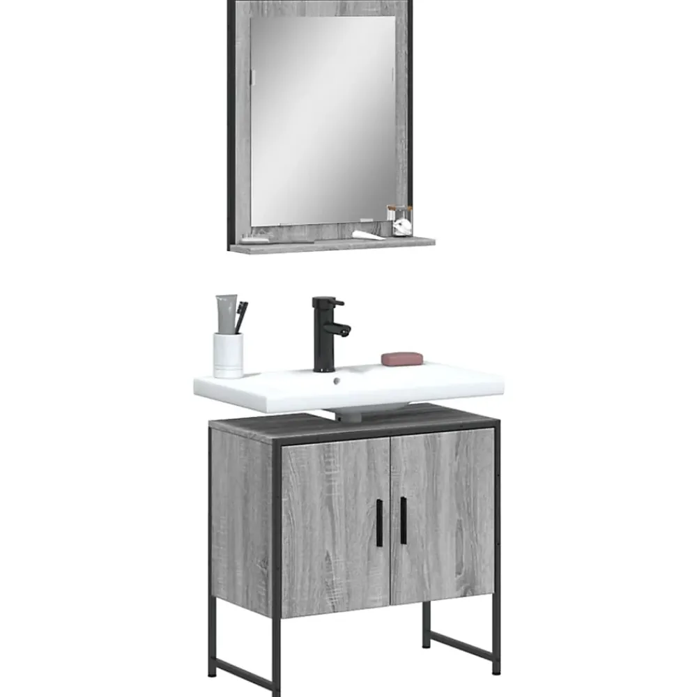 Vidaxl Ensemble d'armoires de salle de bain 2 pcs sonoma gris