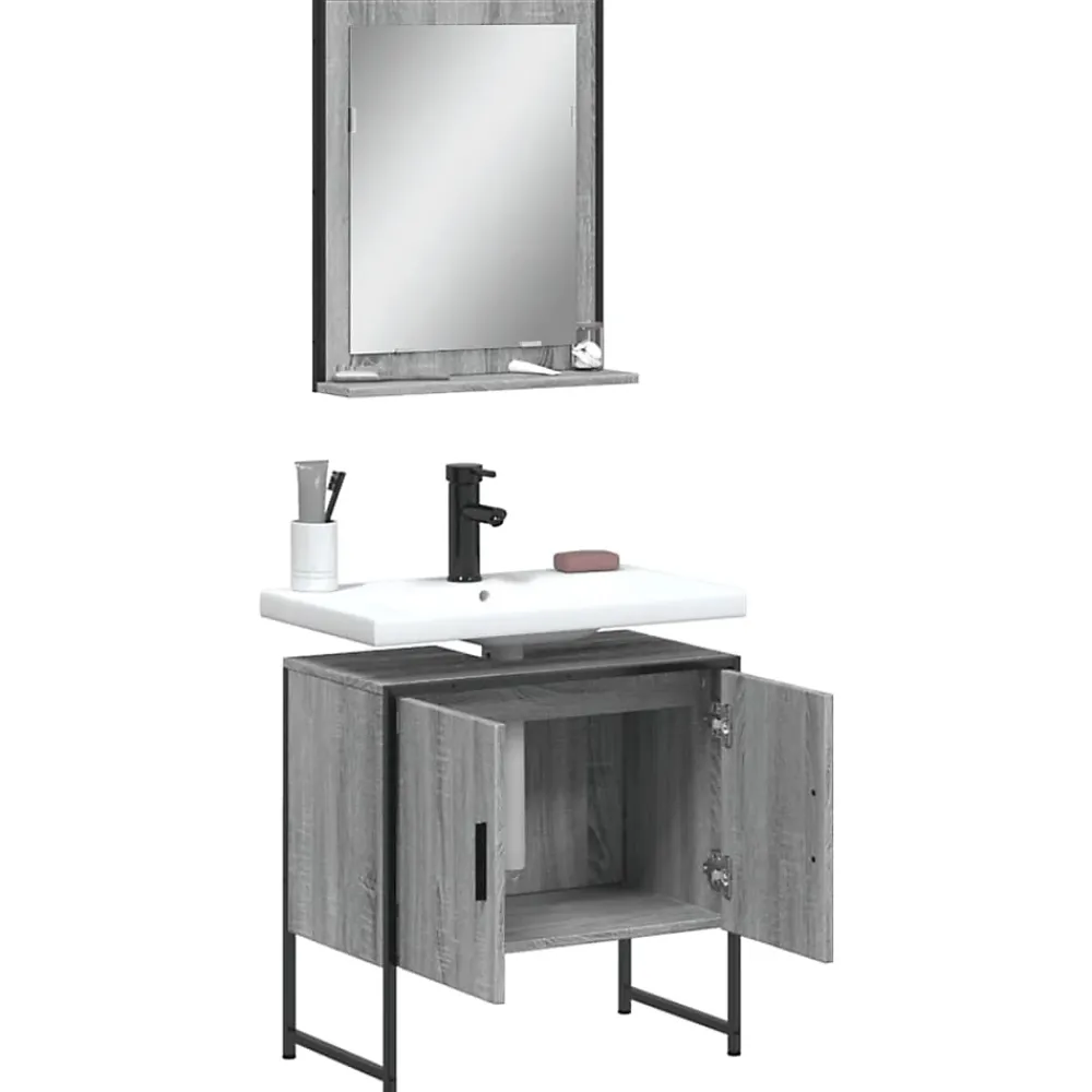 Vidaxl Ensemble d'armoires de salle de bain 2 pcs sonoma gris