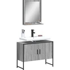 Meuble Wc|Vidaxl Ensemble d'armoires de salle de bain 2 pcs sonoma gris