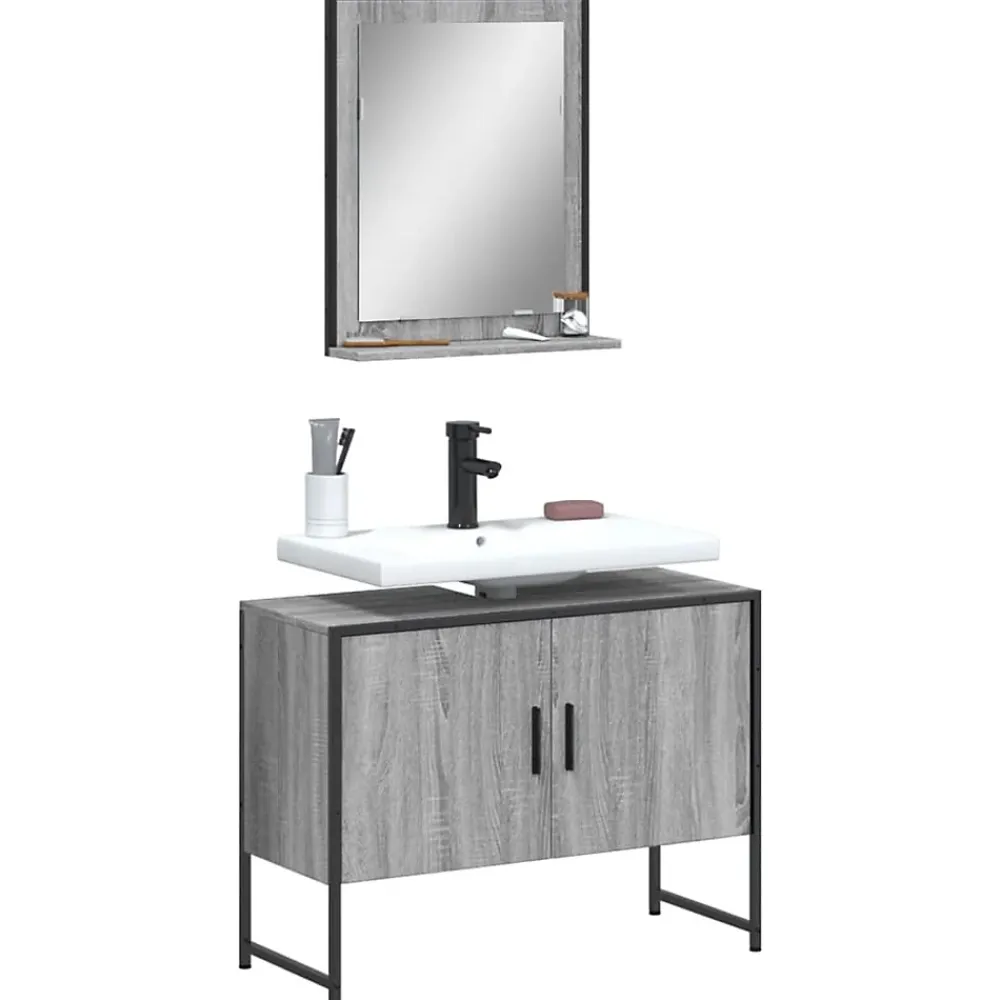 Meuble Wc|Vidaxl Ensemble d'armoires de salle de bain 2 pcs sonoma gris
