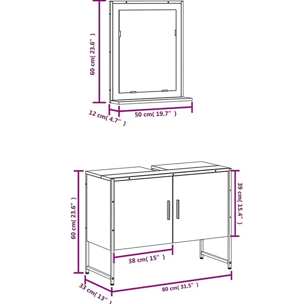Meuble Wc|Vidaxl Ensemble d'armoires de salle de bain 2 pcs sonoma gris