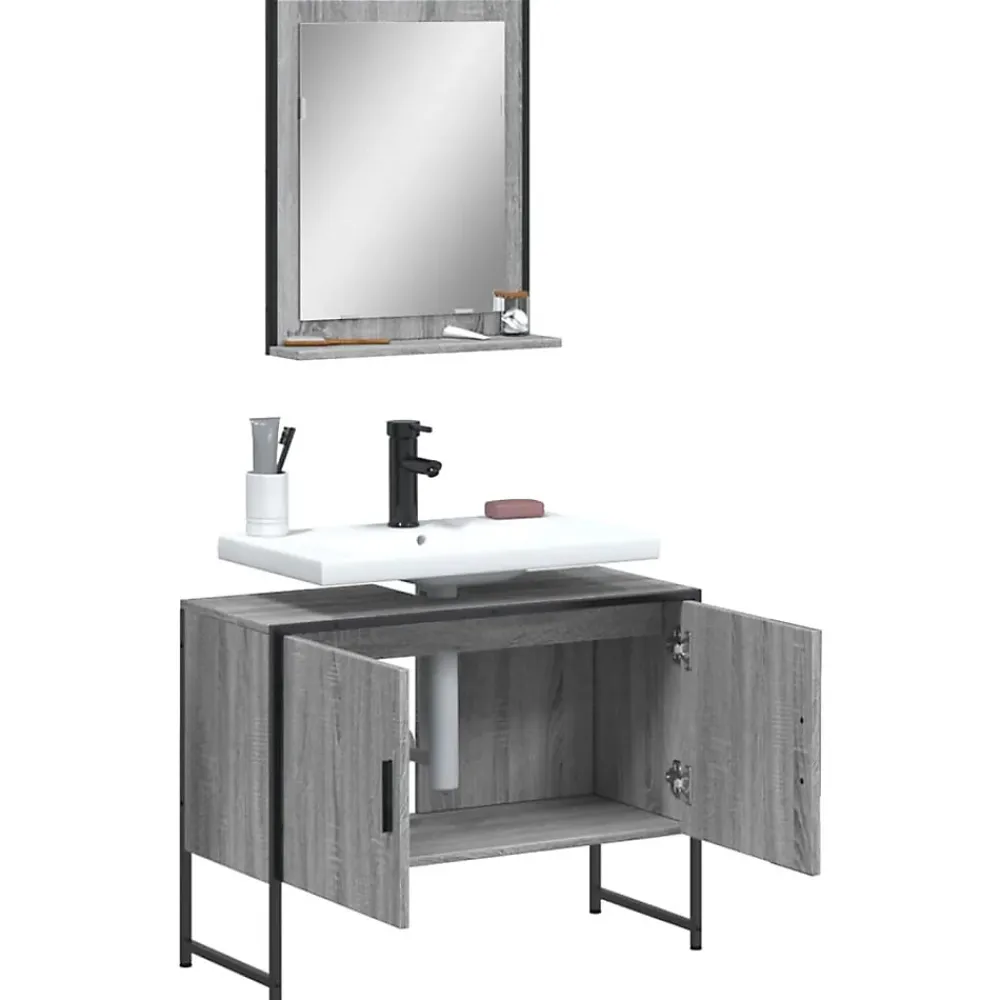 Meuble Wc|Vidaxl Ensemble d'armoires de salle de bain 2 pcs sonoma gris