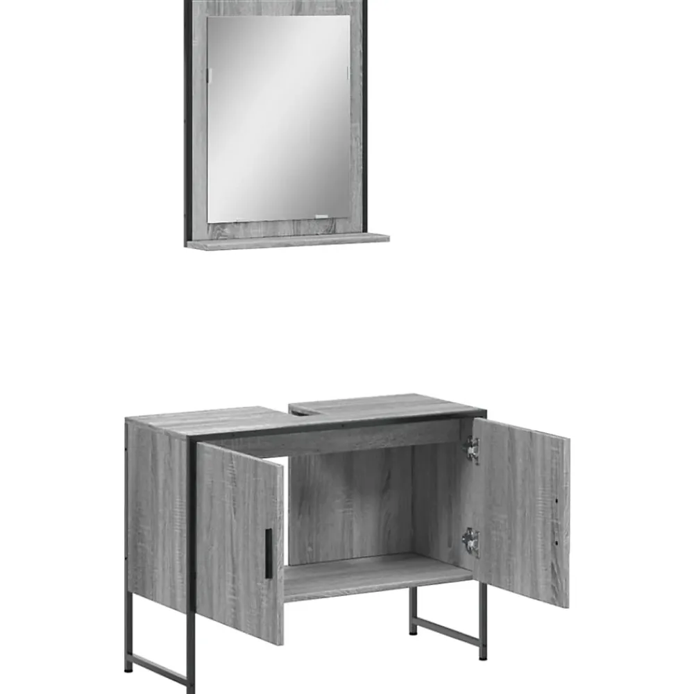 Meuble Wc|Vidaxl Ensemble d'armoires de salle de bain 2 pcs sonoma gris
