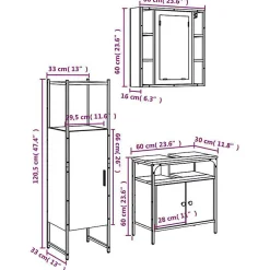 Meuble Wc|Vidaxl Ensemble d'armoires salle de bain 3 pcs noir bois d'ingénierie