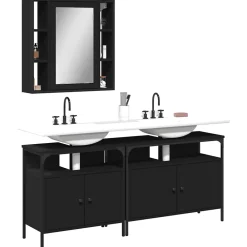Vidaxl Ensemble d'armoires salle de bain 3 pcs noir bois d'ingénierie