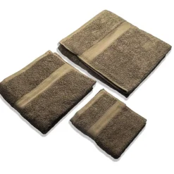 Serviette De Bain|Kiamami Valentina Ensemble De 3 Serviettes De Bain En Éponge 100% Coton De Couleur Marron.