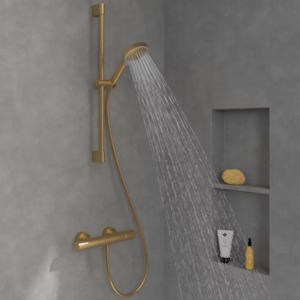 Pommeau De Douche, Flexible Et Barre De Douche|Villeroy & Boch Ensemble de douche 3 jets VILLEROY ET BOCH Verve Showers Or brossé