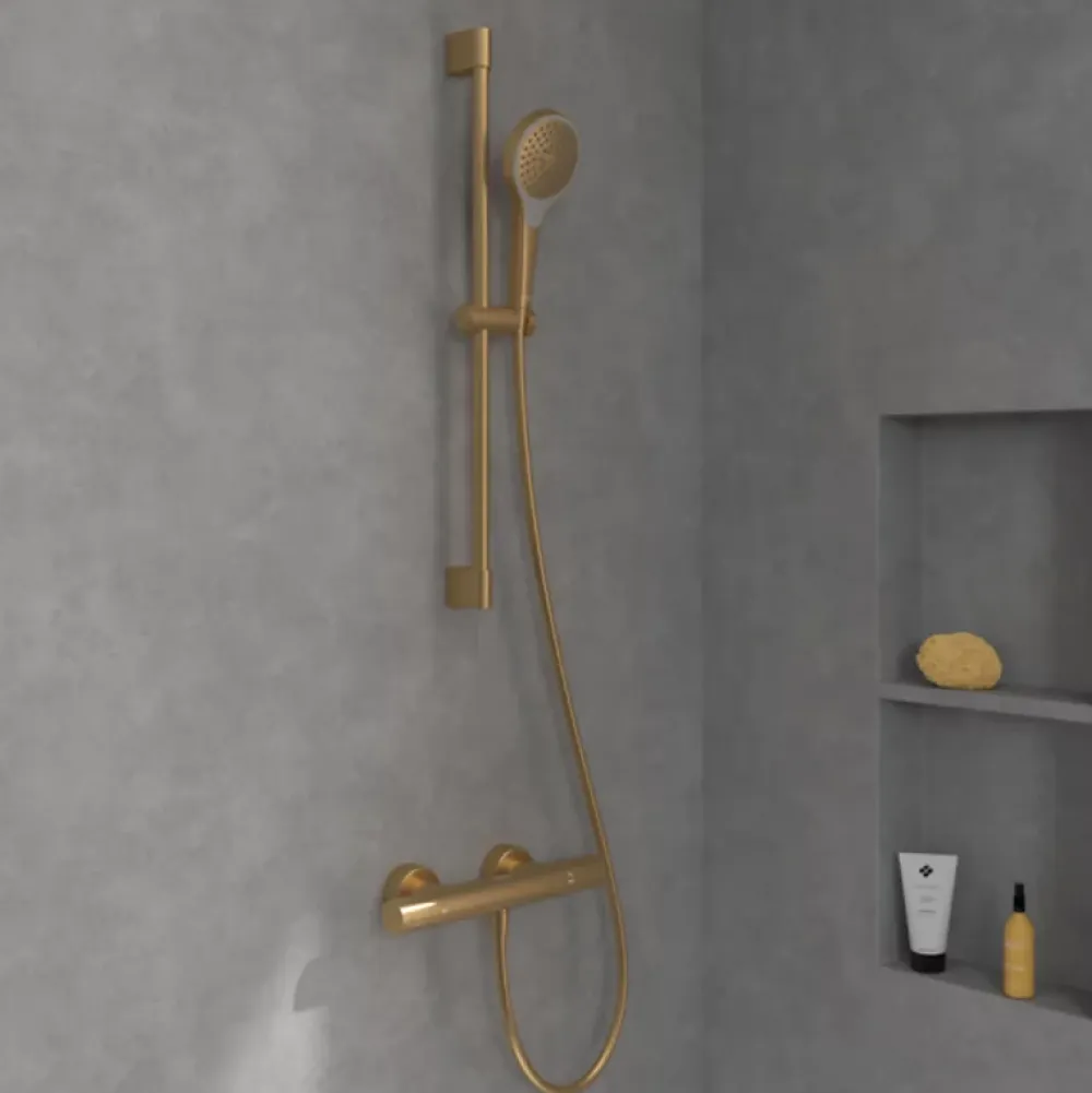 Pommeau De Douche, Flexible Et Barre De Douche|Villeroy & Boch Ensemble de douche 3 jets VILLEROY ET BOCH Verve Showers Or brossé