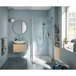 Grohe Ensemble de douche avec mitigeur thermostatique, pommeau 1 jet, barre 60cm et flexible - 34800001 - Economie d'eau - Chrom