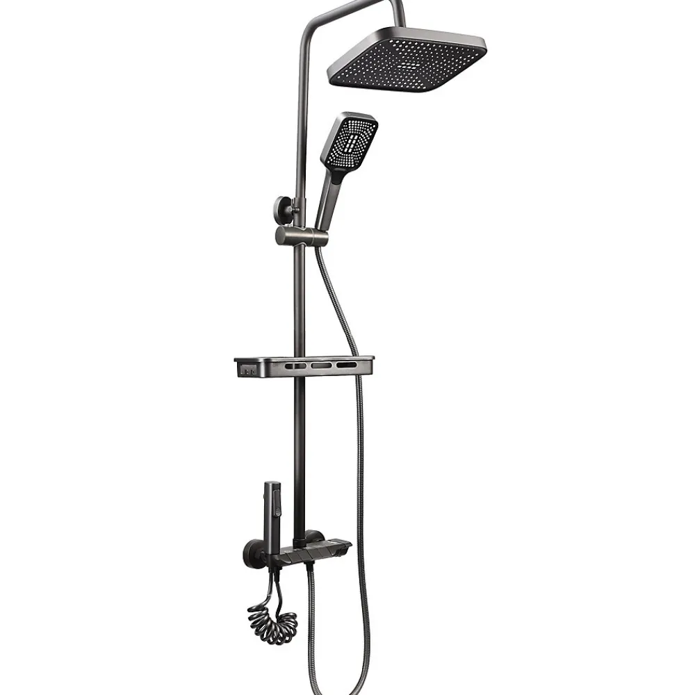 ProximaX Ensemble de douche avec mitigeur monocommande, barre de douche réglable et pommeau carré avec robinet