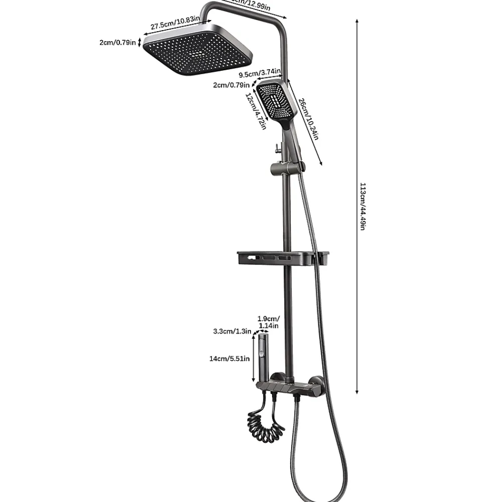 ProximaX Ensemble de douche avec mitigeur monocommande, barre de douche réglable et pommeau carré avec robinet