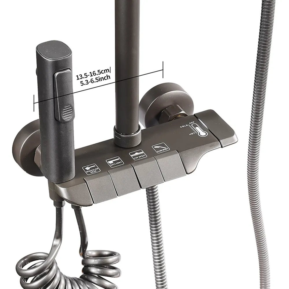 ProximaX Ensemble de douche avec mitigeur monocommande, barre de douche réglable et pommeau carré avec robinet