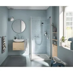 Grohe Ensemble de douche avec mitigeur thermostatique, pommeau 1 jet, barre 60cm et flexible - 34597001 - Economie d'eau - Chrom