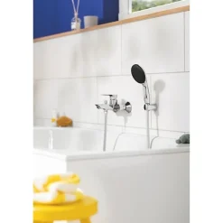 Pommeau De Douche, Flexible Et Barre De Douche|Grohe Ensemble de douche avec pommeau 1 jet Pluie, support et flexible 1,75m - Vitalio Start 110 27944001 - Economie d'eau