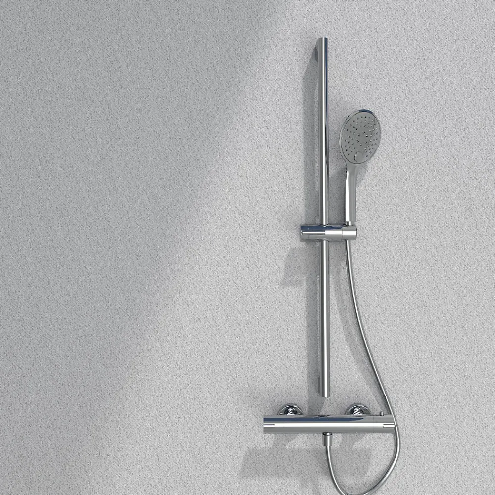 Pommeau De Douche, Flexible Et Barre De Douche|Essebagno Ensemble de douche chromé 3 pièces Circle