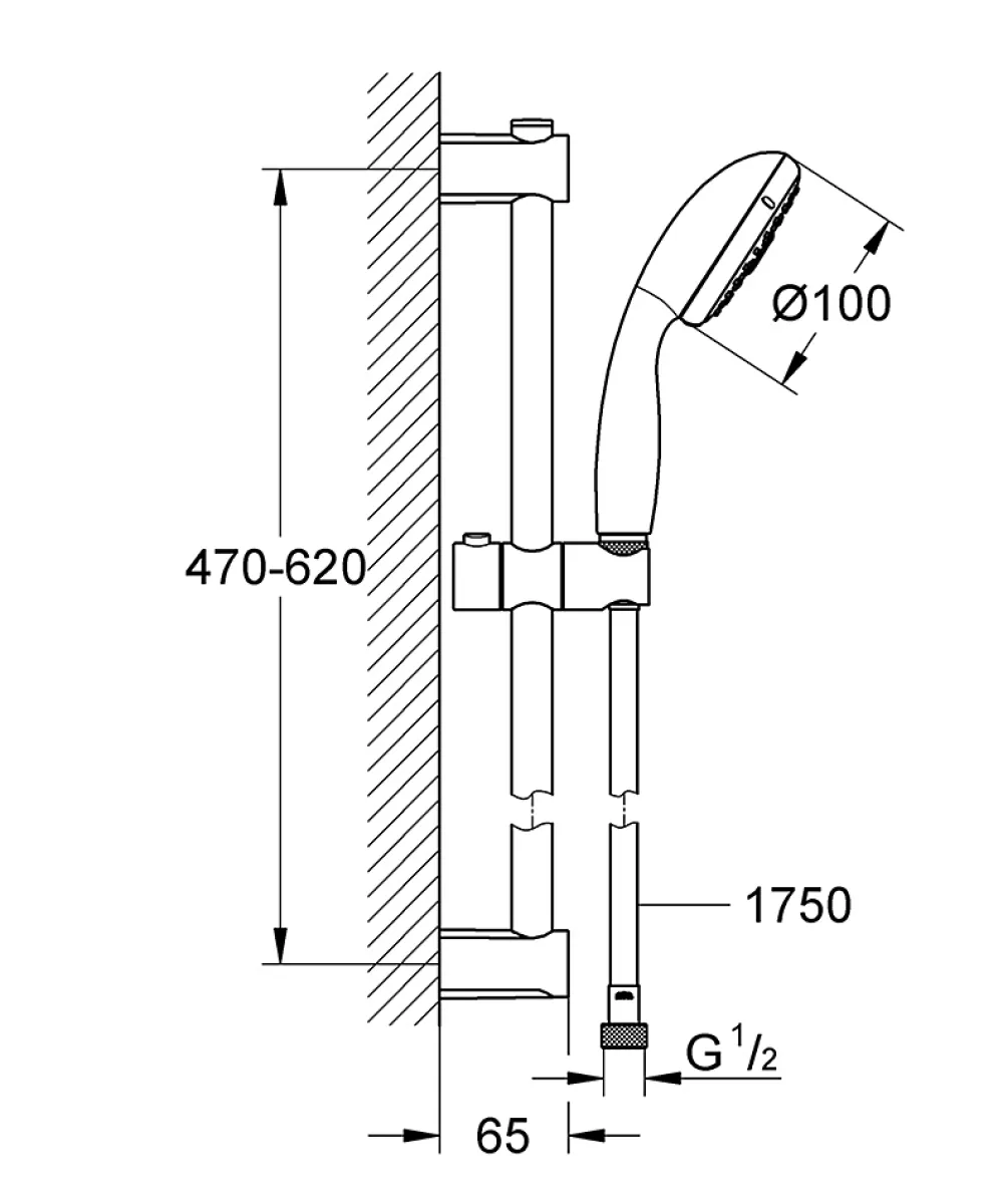 Colonne De Douche Sans Robinetterie|Grohe Ensemble de douche chromé Vitalio Start 100