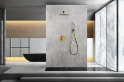 Colonne De Douche Encastrable|Imex Products Ensemble de douche CURVED à encastrer - Thermostatique Or brosséChroméNoir matCanon de fusilOr brosséOr rose brossé Ensemble enca