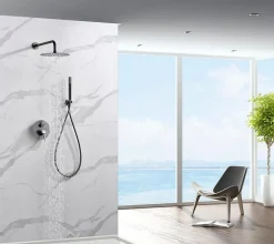 Imex Products Ensemble de douche CURVED à encastrer - mitigeur monocommande Canon de fusilChroméNoir matCanon de fusilOr brosséOr rose brossé E