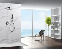 Imex Products Ensemble de douche CURVED à encastrer - Thermostatique Canon de fusilChroméNoir matCanon de fusilOr brosséOr rose brossé Ensemble