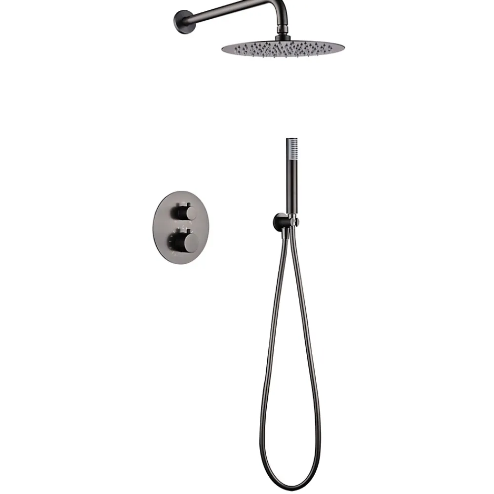 Imex Products Ensemble de douche CURVED à encastrer - Thermostatique Canon de fusilChroméNoir matCanon de fusilOr brosséOr rose brossé Ensemble