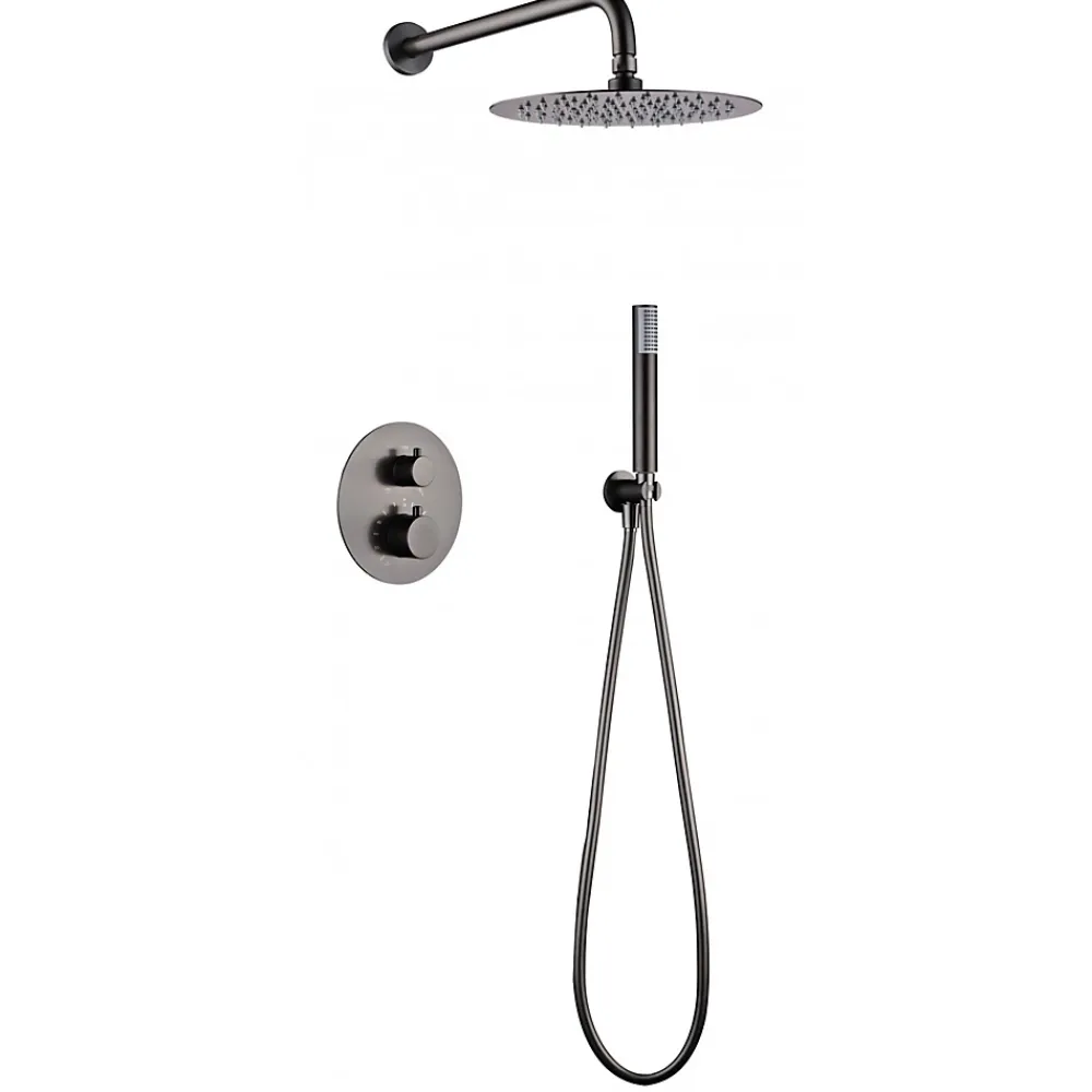 Imex Products Ensemble de douche CURVED à encastrer - Thermostatique Canon de fusilChroméNoir matCanon de fusilOr brosséOr rose brossé Ensemble