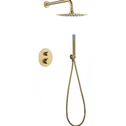 Imex Products Ensemble de douche CURVED à encastrer - Thermostatique Canon de fusilChroméNoir matCanon de fusilOr brosséOr rose brossé Ensemble