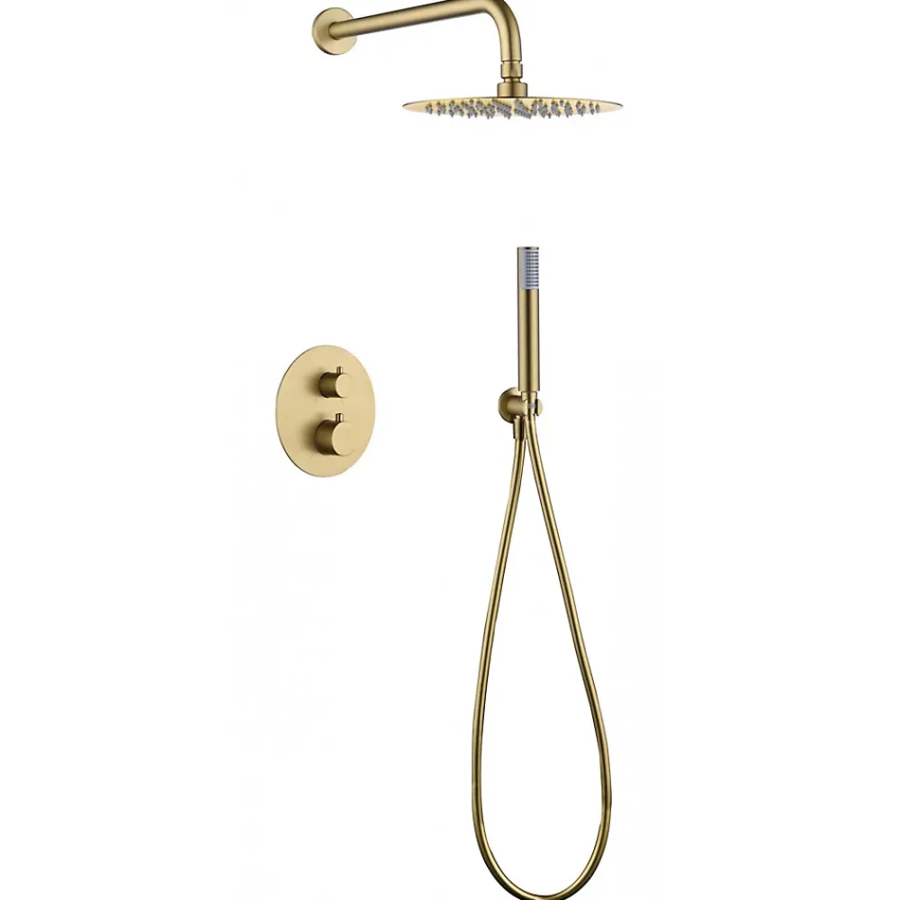 Imex Products Ensemble de douche CURVED à encastrer - Thermostatique Canon de fusilChroméNoir matCanon de fusilOr brosséOr rose brossé Ensemble