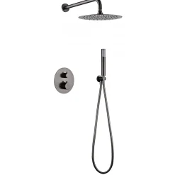 Colonne De Douche Encastrable|Imex Products Ensemble de douche CURVED à encastrer - Thermostatique Noir (mat)ChroméNoir matCanon de fusilOr brosséOr rose brossé Ensemble enc
