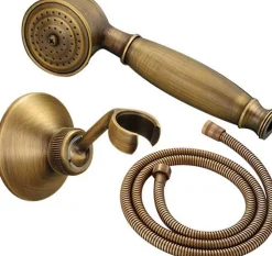 Pommeau De Douche, Flexible Et Barre De Douche|Deko Ensemble de douche en laiton antique avec support de douche et flexible de douche de 1,5 m (ensemble de douche antique)