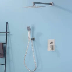 Poalgi Ensemble de douche encastré mécanique 2 voies SKY BATH nickel brossé Inox S304 série DREAM