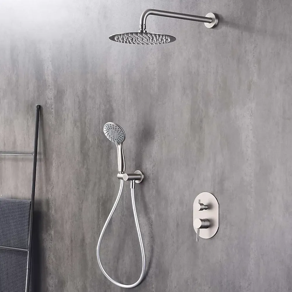 Colonne De Douche Encastrable|Poalgi Ensemble de douche encastré mécanique 2 voies SKY BATH nickel brossé Inox S304 série SOUL