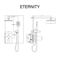 Colonne De Douche Encastrable|Poalgi Ensemble de douche encastré thermostatique 2 voies SKY BATH chromé série ETERNITY