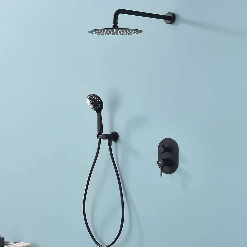 Colonne De Douche Encastrable|Poalgi Ensemble de douche encastré mécanique 2 voies SKY BATH noir mat PVD Inox S304 série SOUL